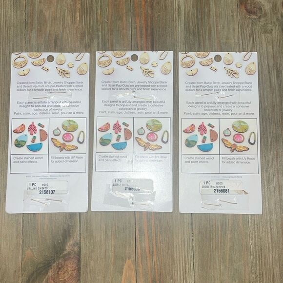 3 x Blank & Bezel Pop-Outs Bundle Baltic Birch Jewelry Making UV Resin & Paint - Picture 4 of 4
